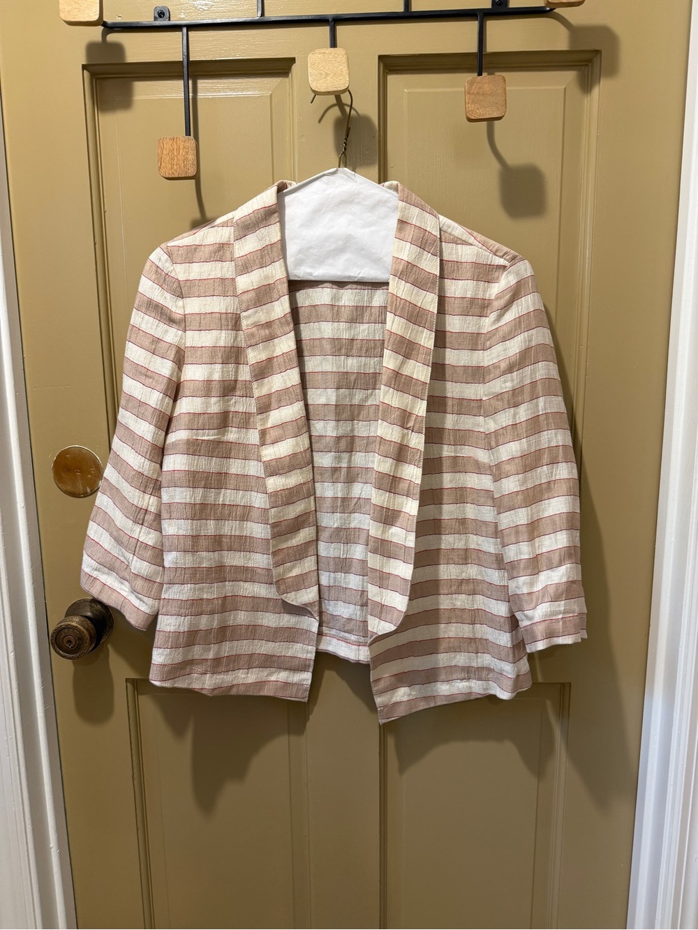 LOFT Striped Open-Front Cropped Blazer